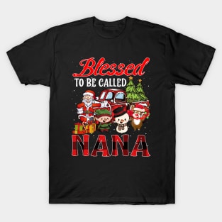 Blessed To Be Called Nana Christmas Buffalo Plaid Truck T-Shirt